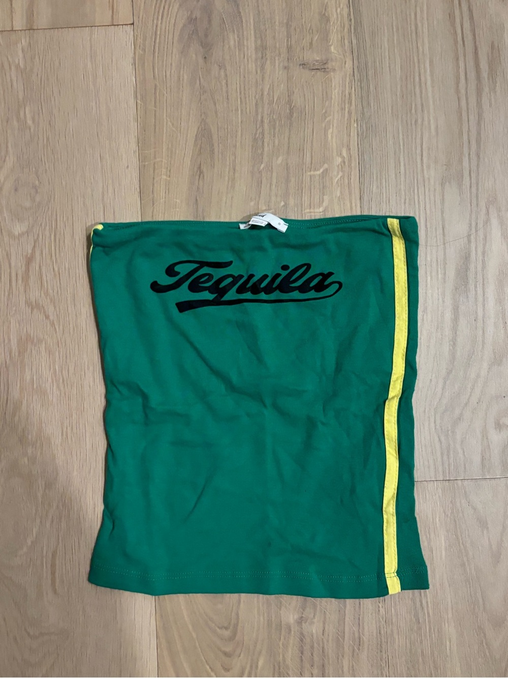 Tequila Green Strapless Tube Top with Yellow Accent